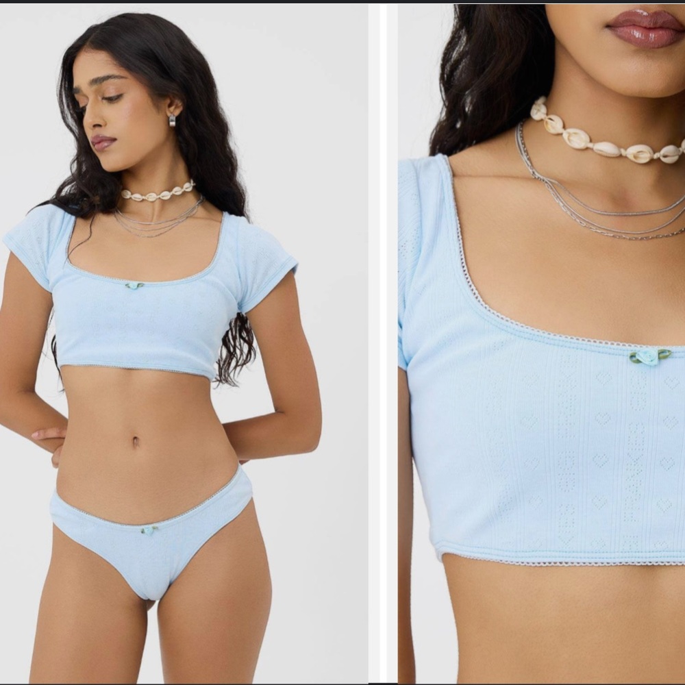 Frankie’s bikinis x Gigi hadid lucky crop top and Tia string bikini bottom